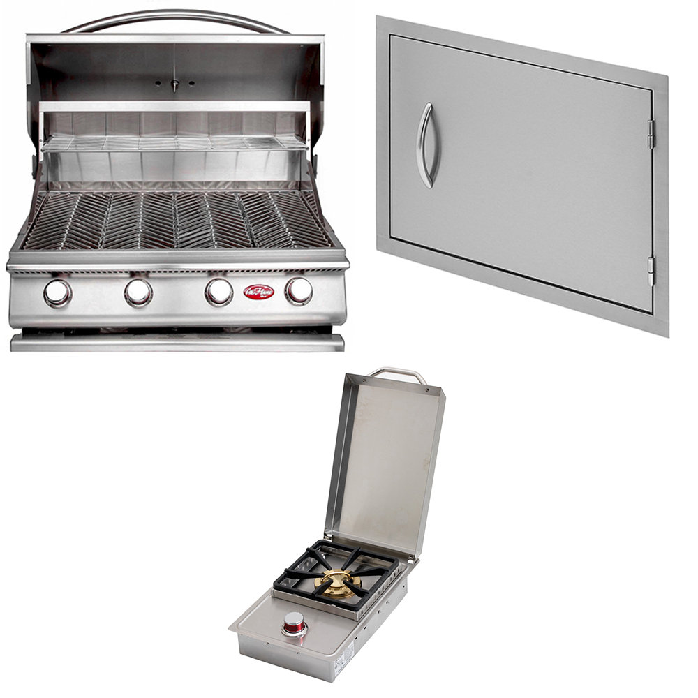 Cal Flame 4 - Burner Built In Liquid Propane 60000 BTU Gas Grill with Side Burner Cal Flame 4 - Burner Built In Liquid Propane 60000 BTU Gas Grill with Side Burner